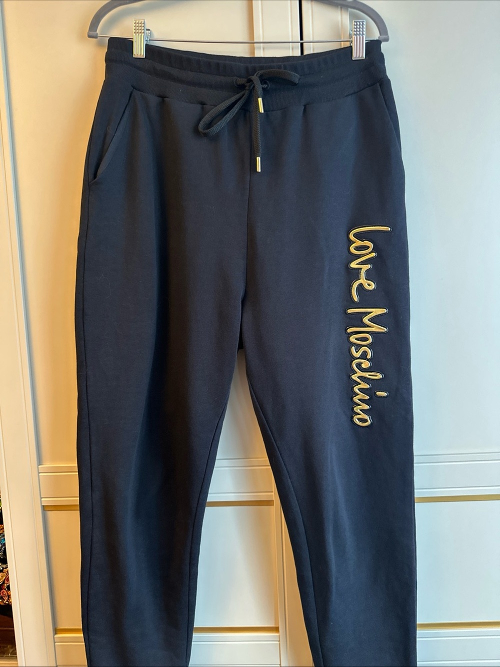 Love Moschino black Joggers with Gold Script